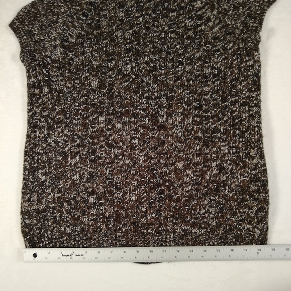 Kim Rogers Variegated Brown Knit Sweater Vest Open Front Button Neck Med Cotton - Picture 9 of 10